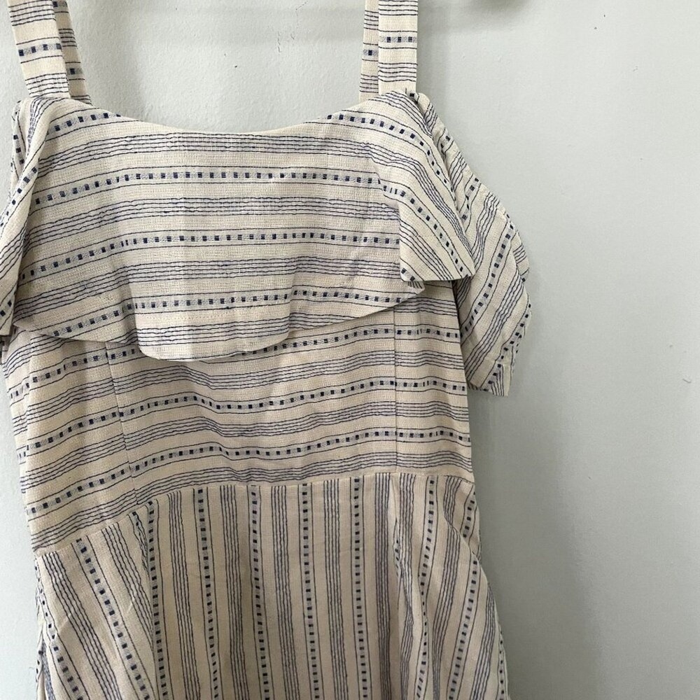 NWT J.O.A. blue and white striped off shoulder button down sailor dress size M - Picture 5 of 5